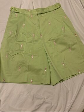 VINTAGE Lilly Pulitzer WHITE LABEL Golf ladies Embroidered Bermuda Shorts